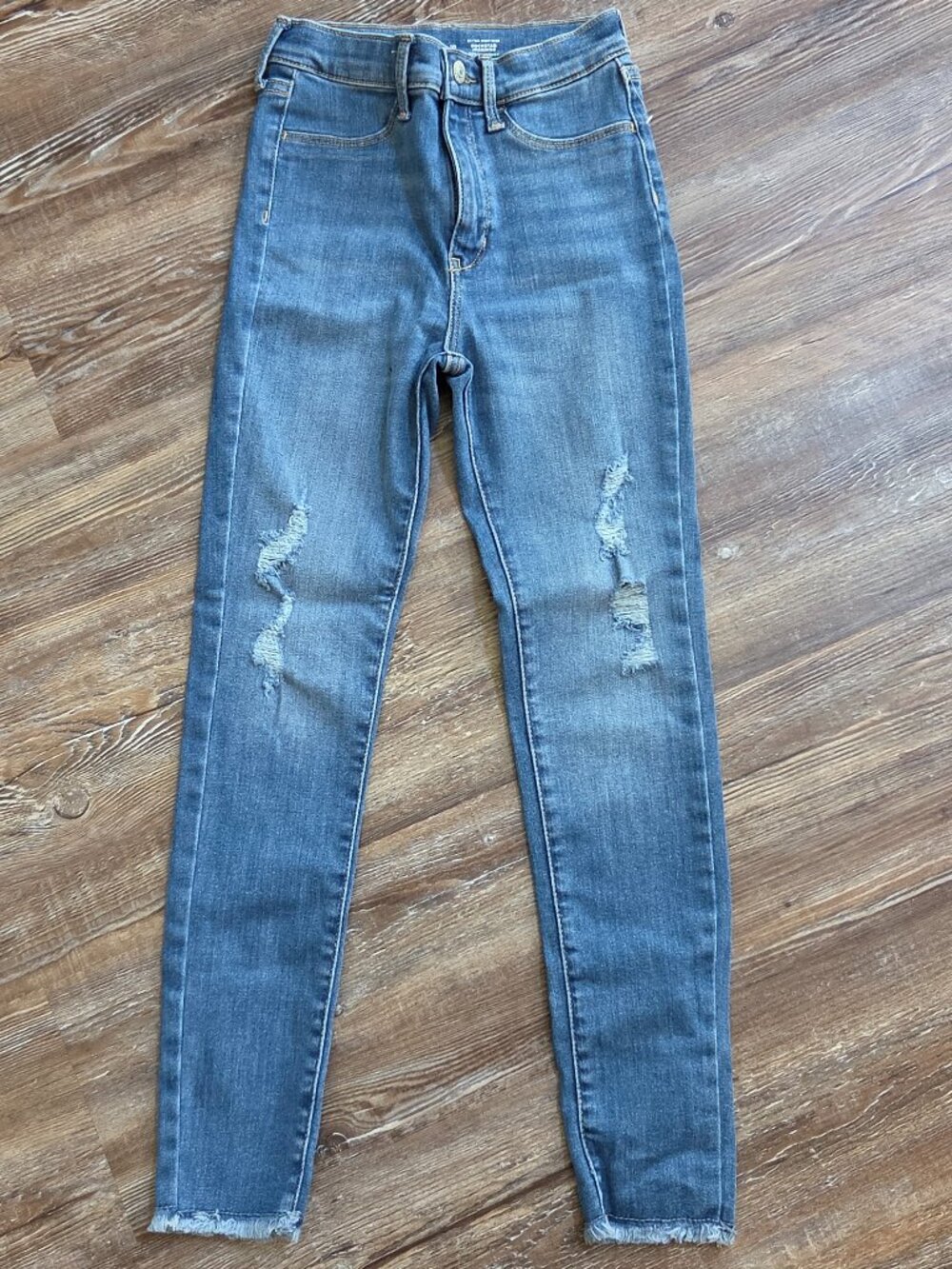 Old Navy Girls 10 Rockstar Jeans Distressed High Rise Ripped Raw Hem Stretch